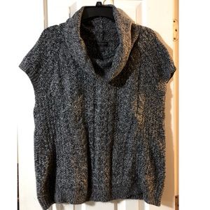 Worthington Black & Gray Cap Sleeve Cowl Neck Sweater, Size Petite XL